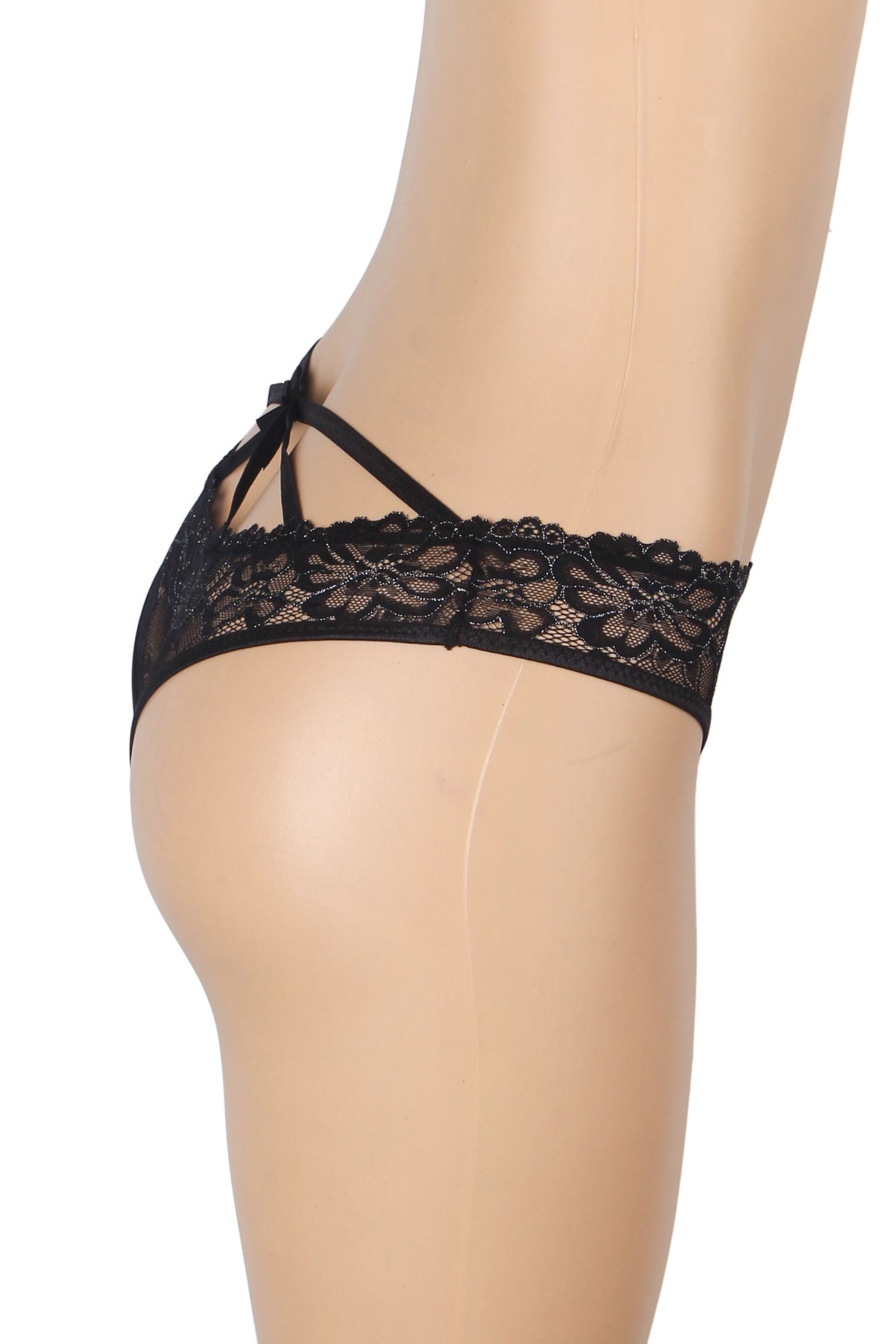 Sexy Black Lace Crotchless Panties