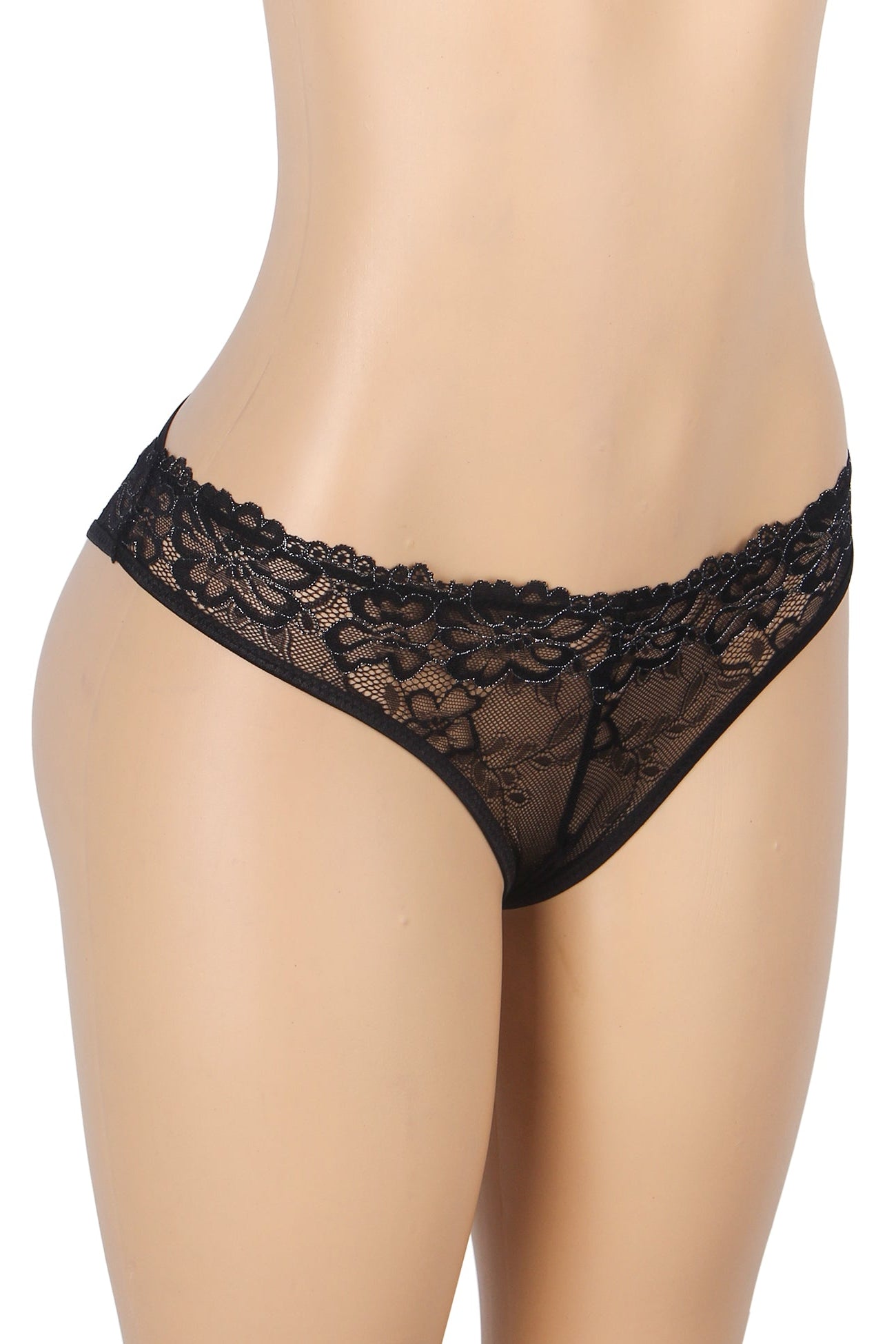 Sexy Black Lace Crotchless Panties