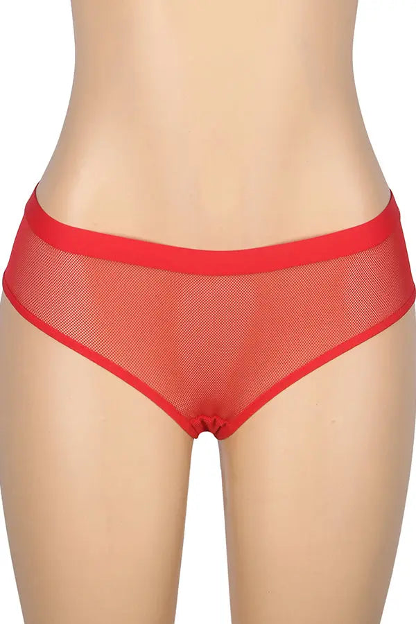 Red Open Back Mesh Panties