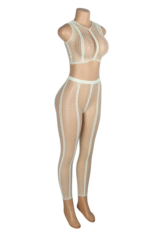 Neon Luminous Mesh Crop Top and Leggings
