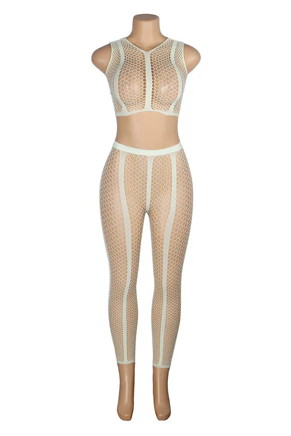 Neon Luminous Mesh Crop Top and Leggings