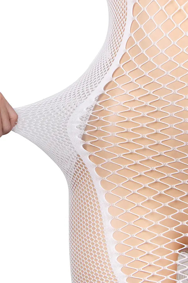 Glow in the Dark White Fishnet Mini Dress