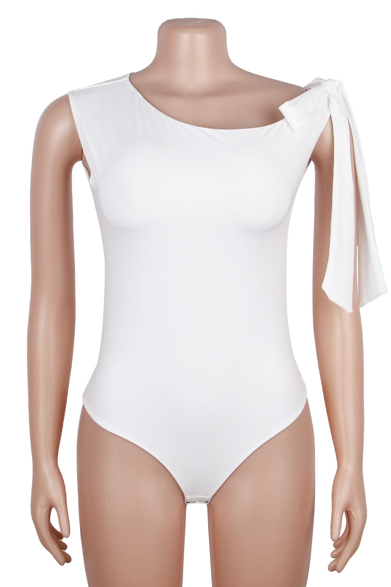 White One Shoulder Bow Bodysuit