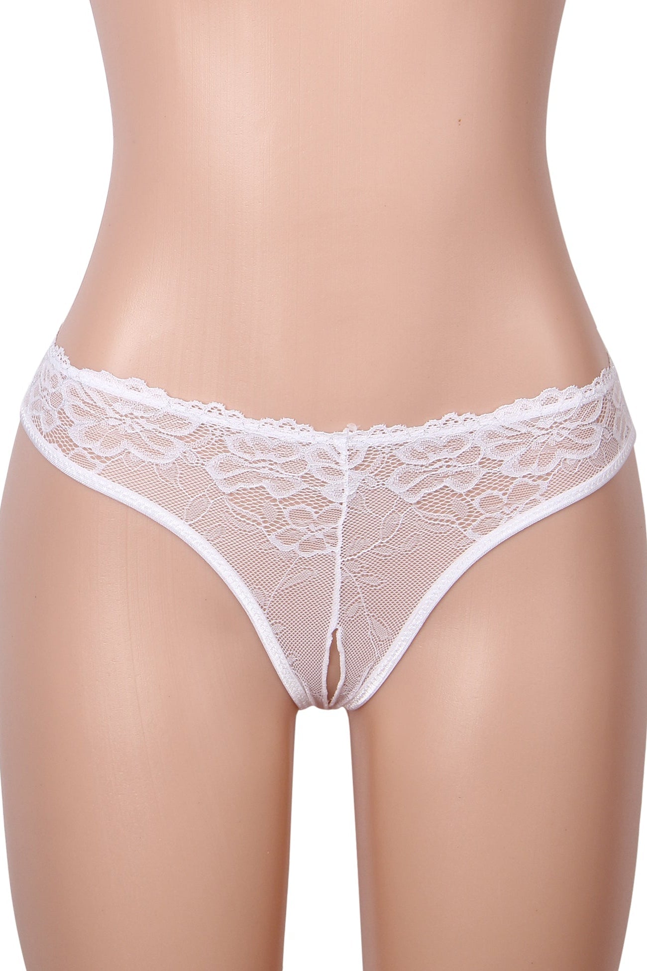 Sexy White Lace Crotchless Panties