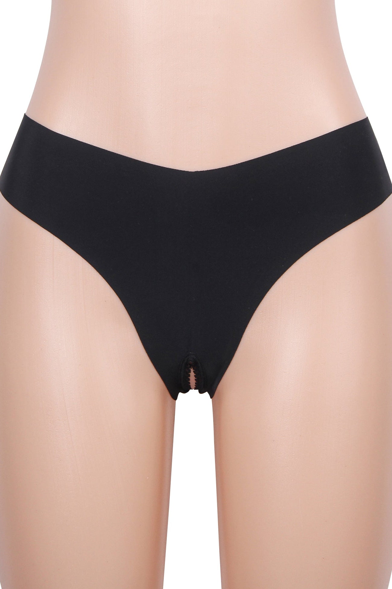 Black Crotchless Lace Back Panties