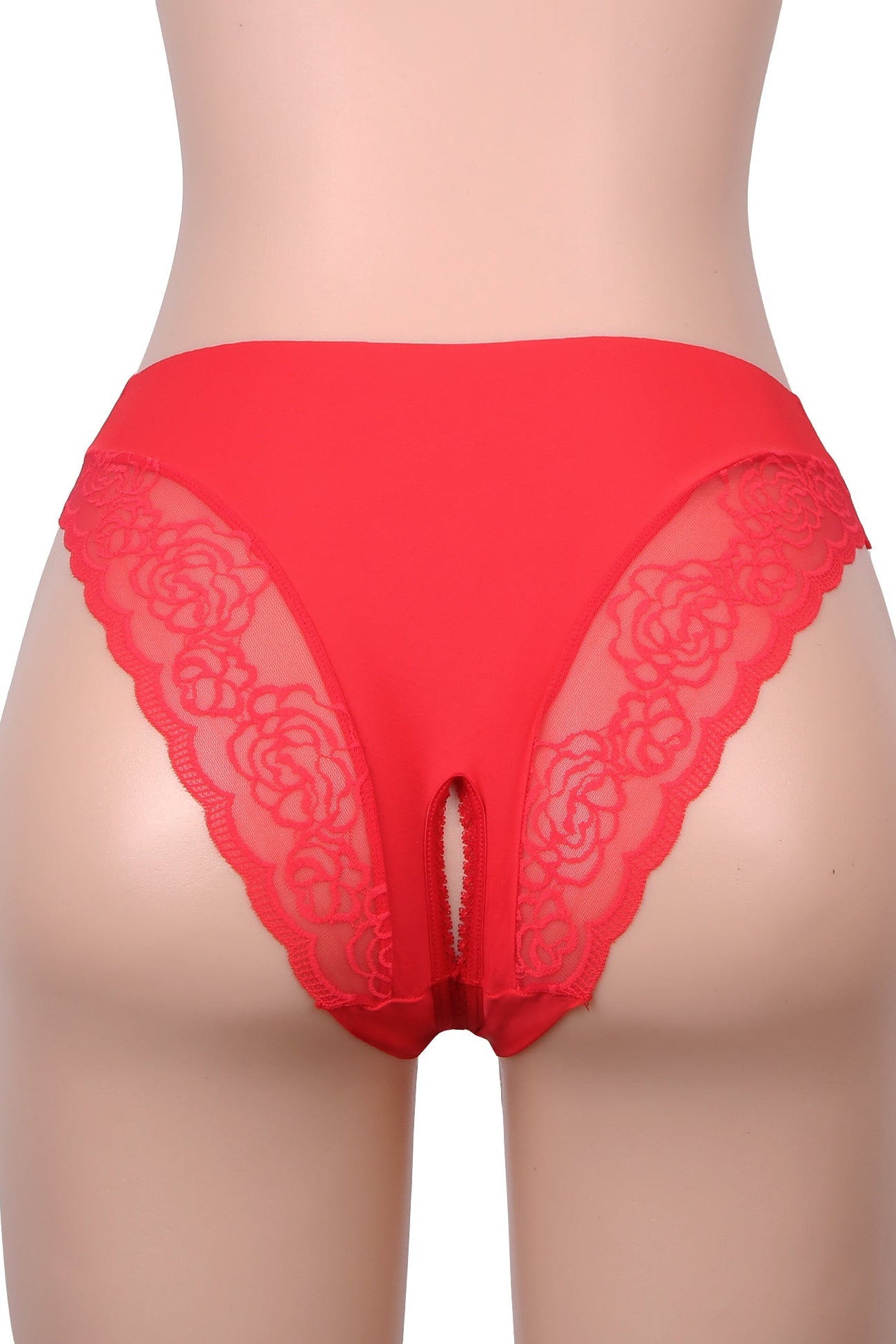 Red Crotchless Lace Back Panties