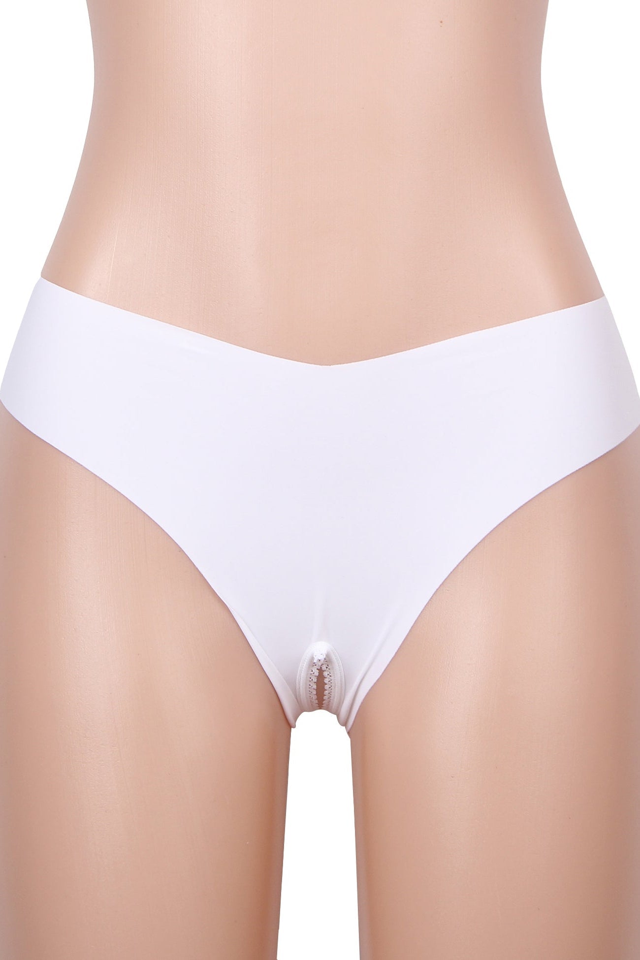 White Crotchless Lace Back Panties