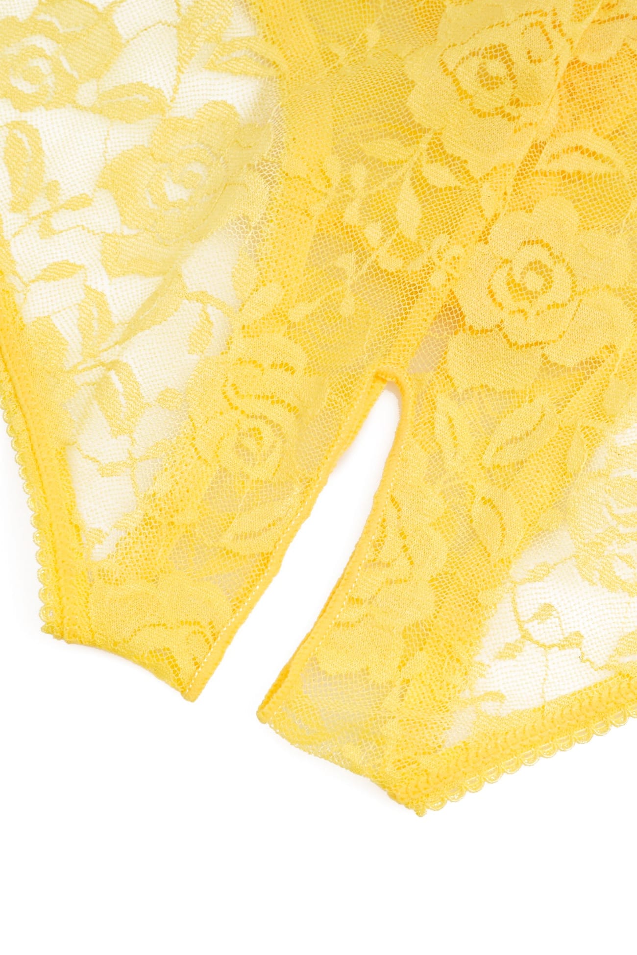 Yellow Front Lace-up Open Crotch Panty