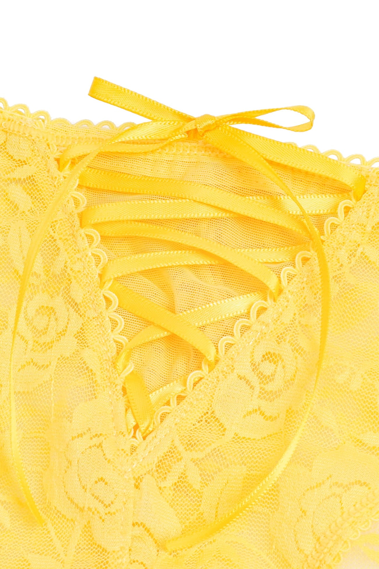 Yellow Front Lace-up Open Crotch Panty