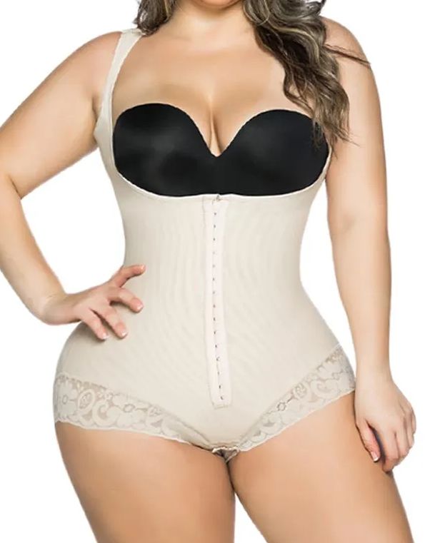 Women's Lace Bodysuit With Armhole Sleeves Adjustable Breast Support Tummy Control Bodyshaper