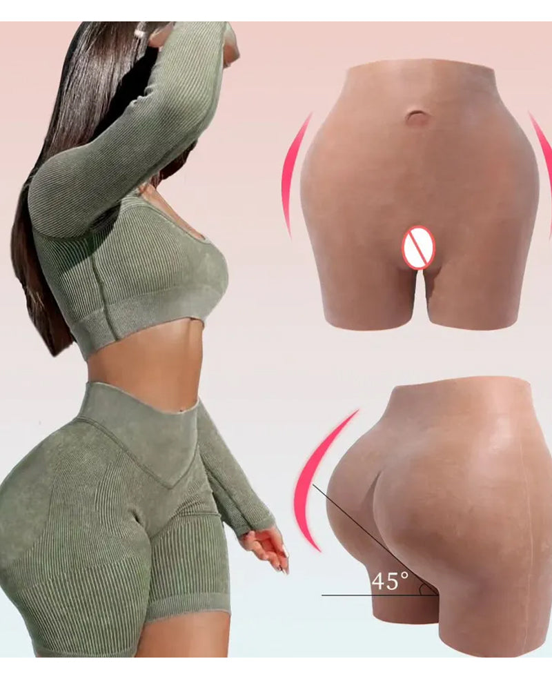 Women's Sexy Silicone Fake Butt Big Hip Enhancer Pads Shapewear Panties Open Crotch Silicone Body Shaper Pants with Three-Year Service Life