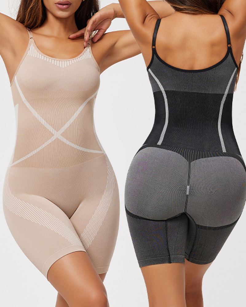 Cross-Knit Seamless Butt Lifting Shapewear Bodysuit