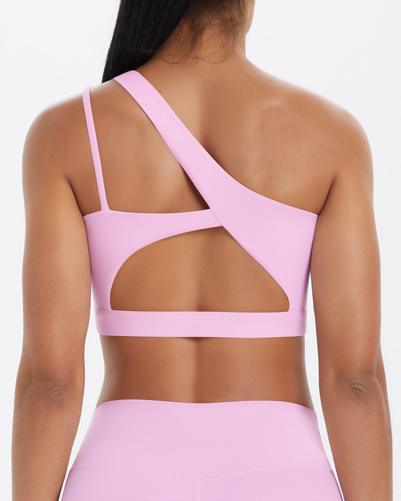 Asymmetrical One-Shoulder Backless Sports Bra