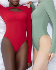 Round Neck Hollowed-Out Slim Bodysuit