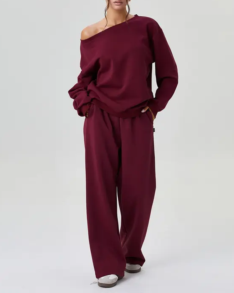 Off-Shoulder Sports Casual Suit