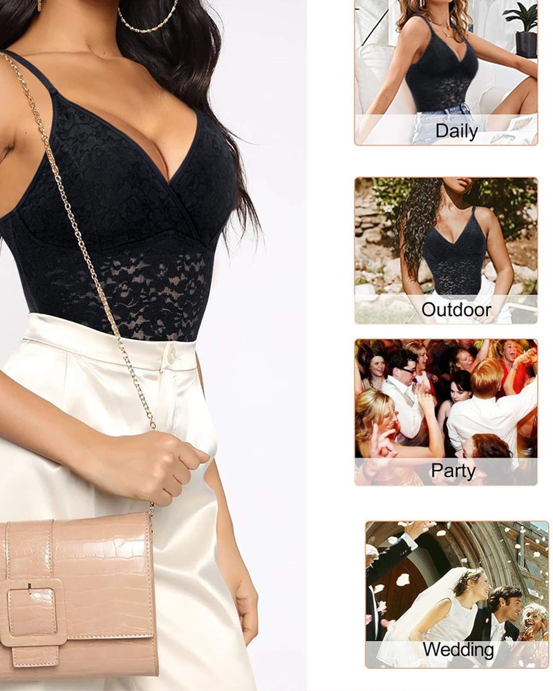 Lace V-Neck Shaping Bodysuit