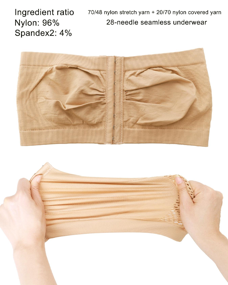 Strapless Bandeau Bra With Front Hook Closure Casual Comfort Breathable