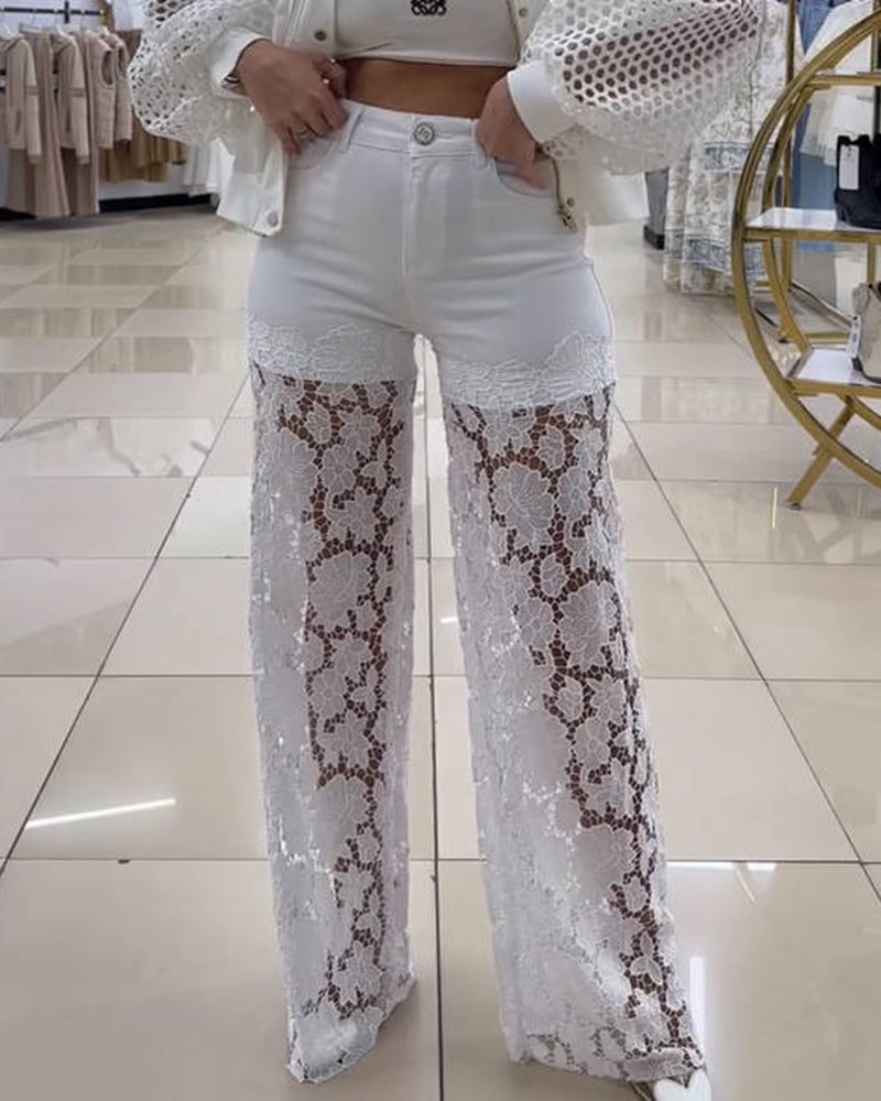 Laced Baby Blue Jeans