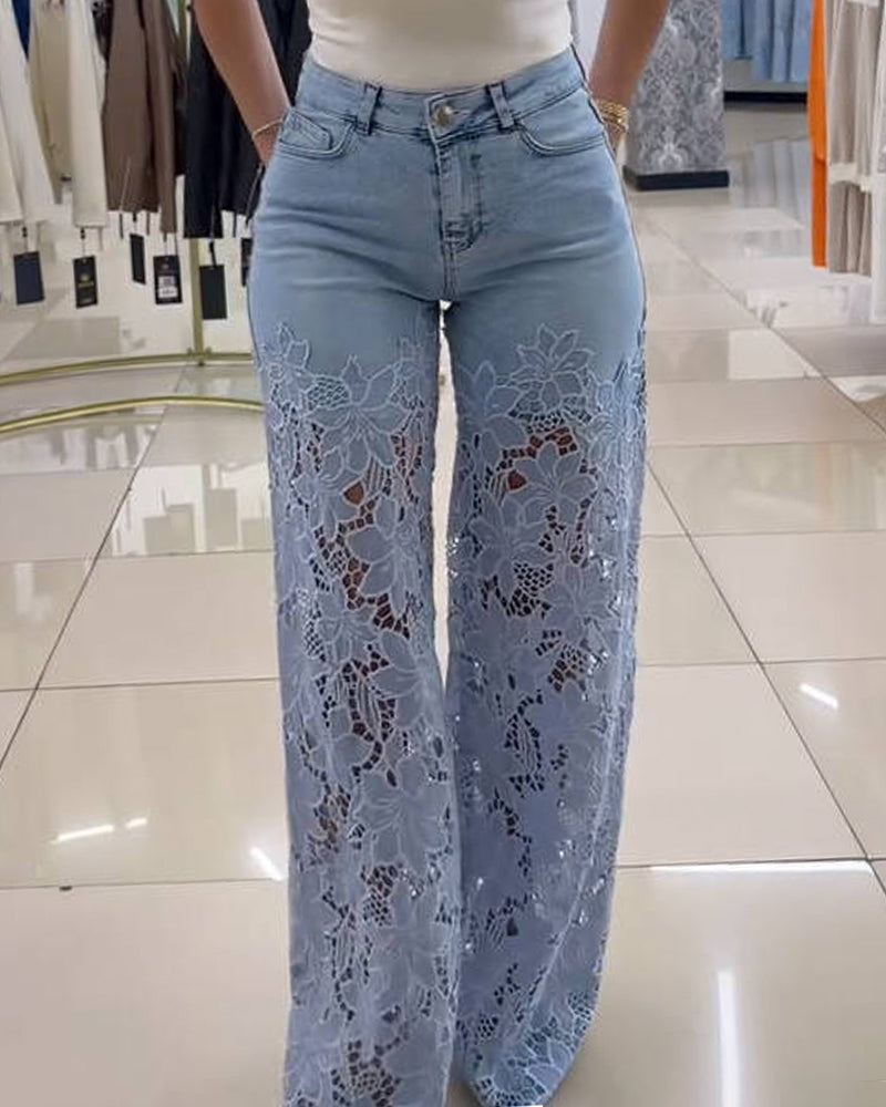 Laced Baby Blue Jeans