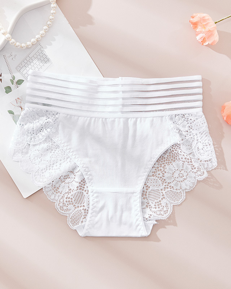 Lace Patchwork High-Waisted Briefs