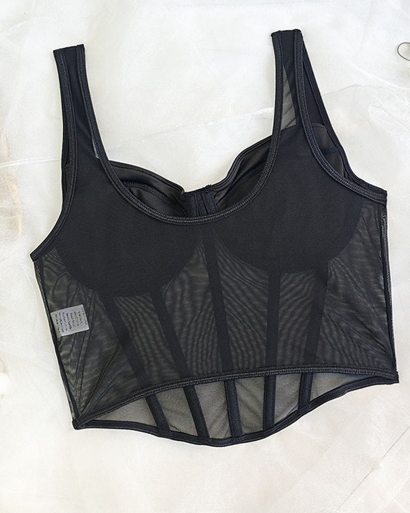 Mesh Sheer Boned Corset Bustier