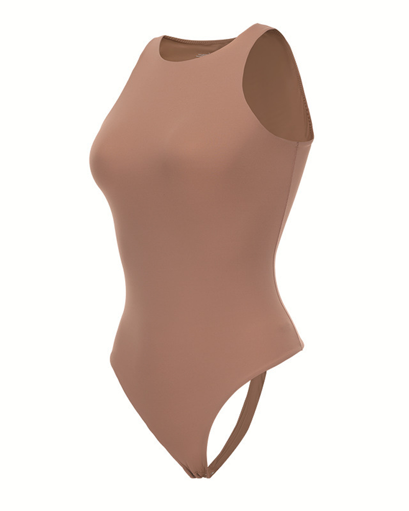 Sleeveless Crew Neck One-Piece Shapewear