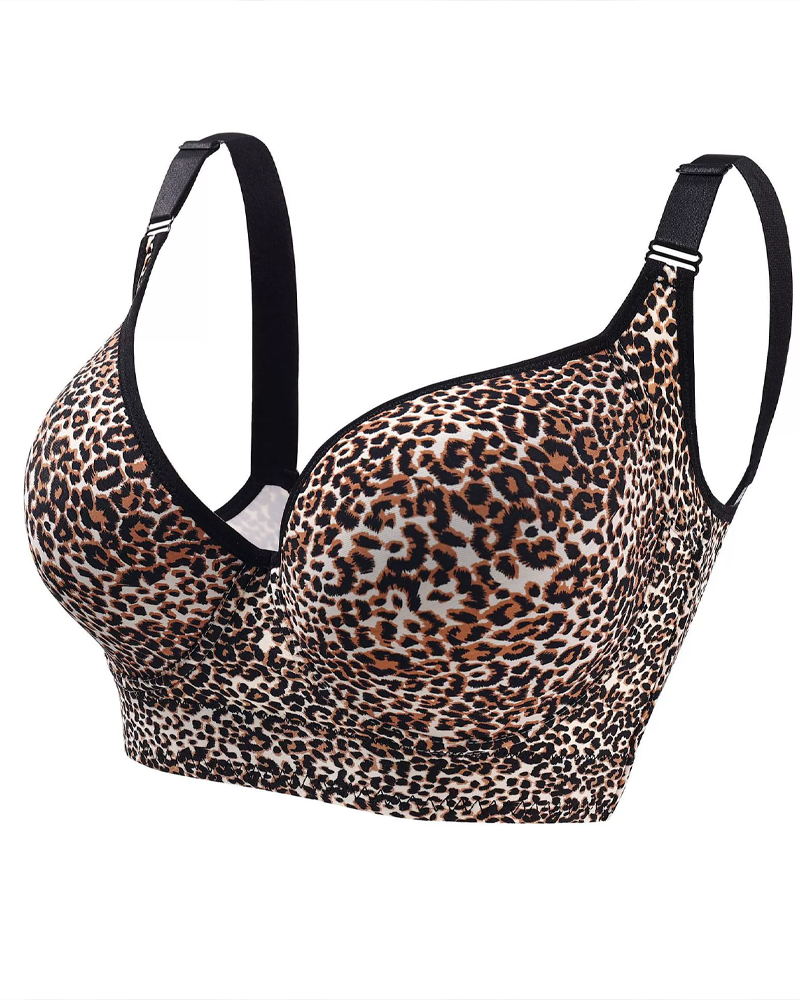 Leopard Print Deep V Push-Up Bra