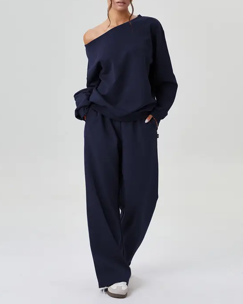 Off-Shoulder Sports Casual Suit
