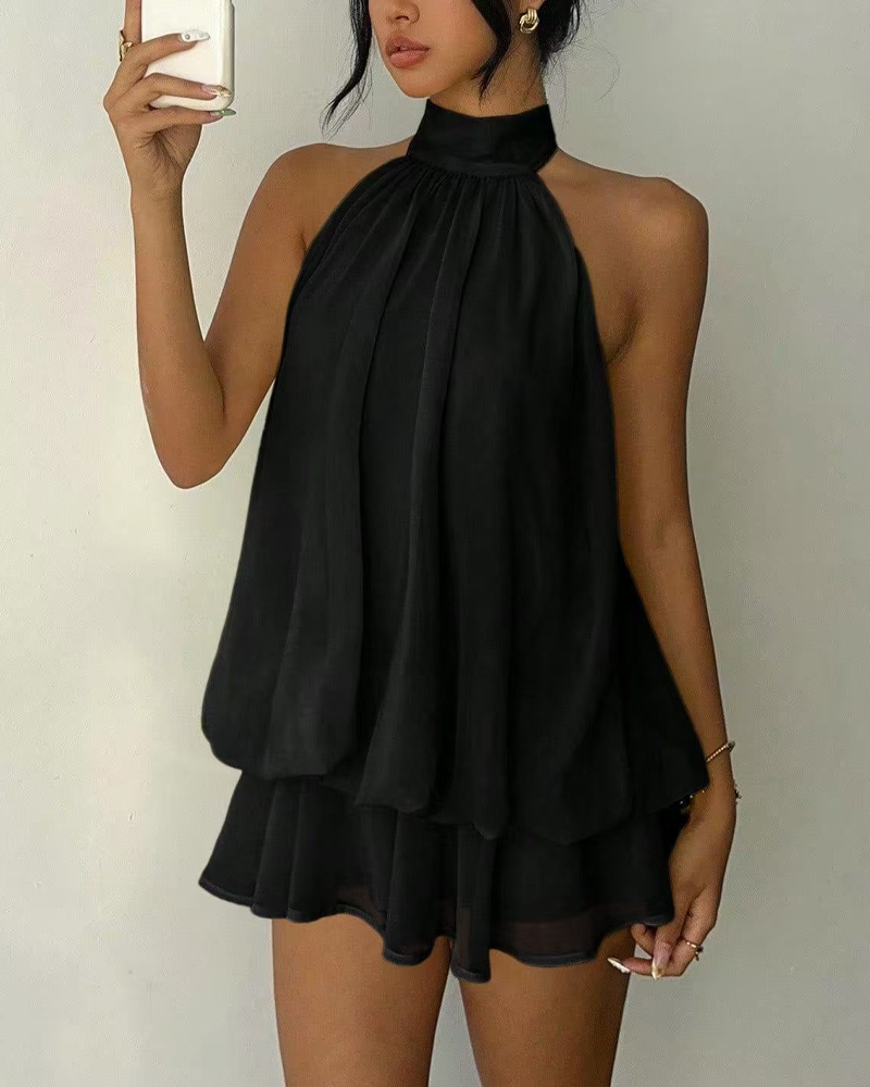 Elegant Chiffon Open-Back Tie Mini Dress