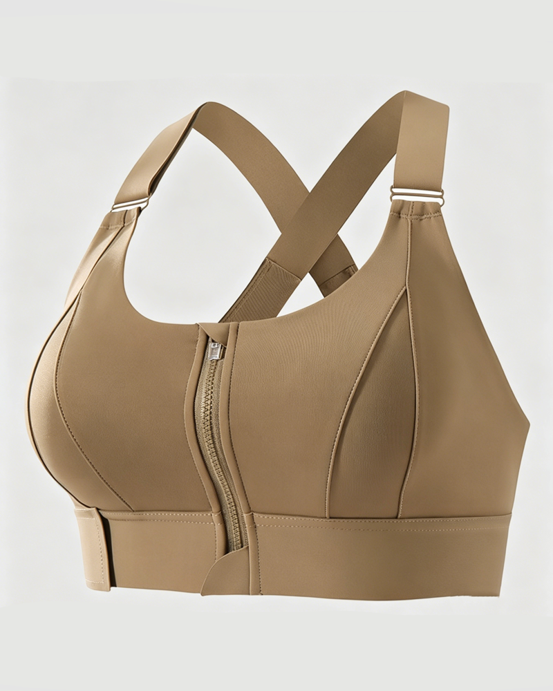 Adjustable Front Zip Beauty Back Yoga Sports Bra