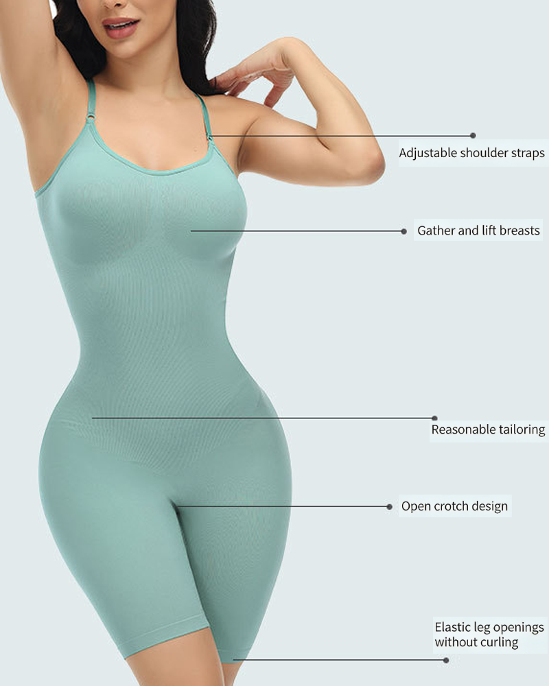 Powerful Waist Slimming Tummy Tuck Seamless Mid-Length Bodysuit