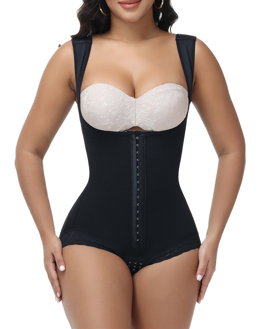 Curvy-Faja Button Down Bodysuit Shapewear - Tummy Control Thong Bodysuit with Snap Closure