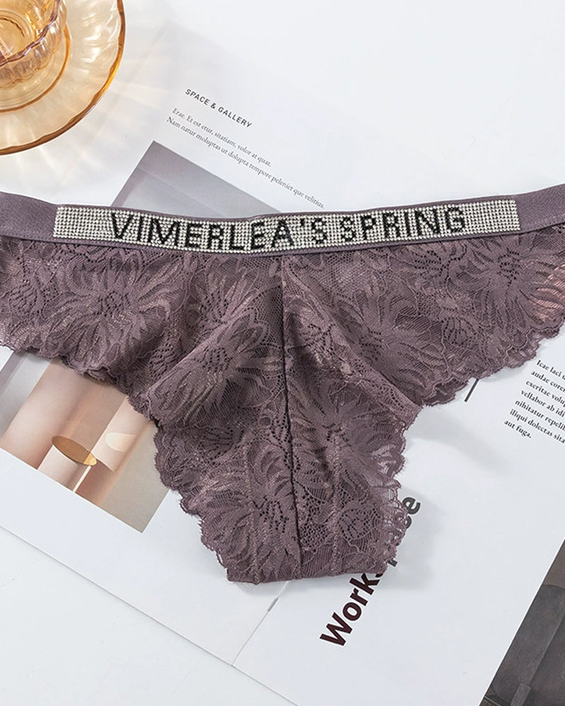 Sexy Rhinestone Waistband Panties