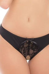 Black Simple Fantasy Crotchless Panty