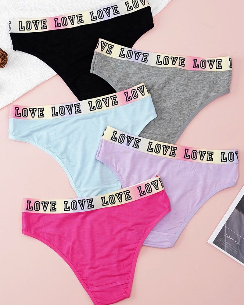 5 Colors Pure Cotton Crotch Letter Stretch Briefs