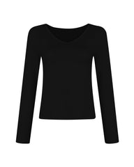 V-Neck Long-Sleeved Slim-Fit Versatile T-Shirt Top