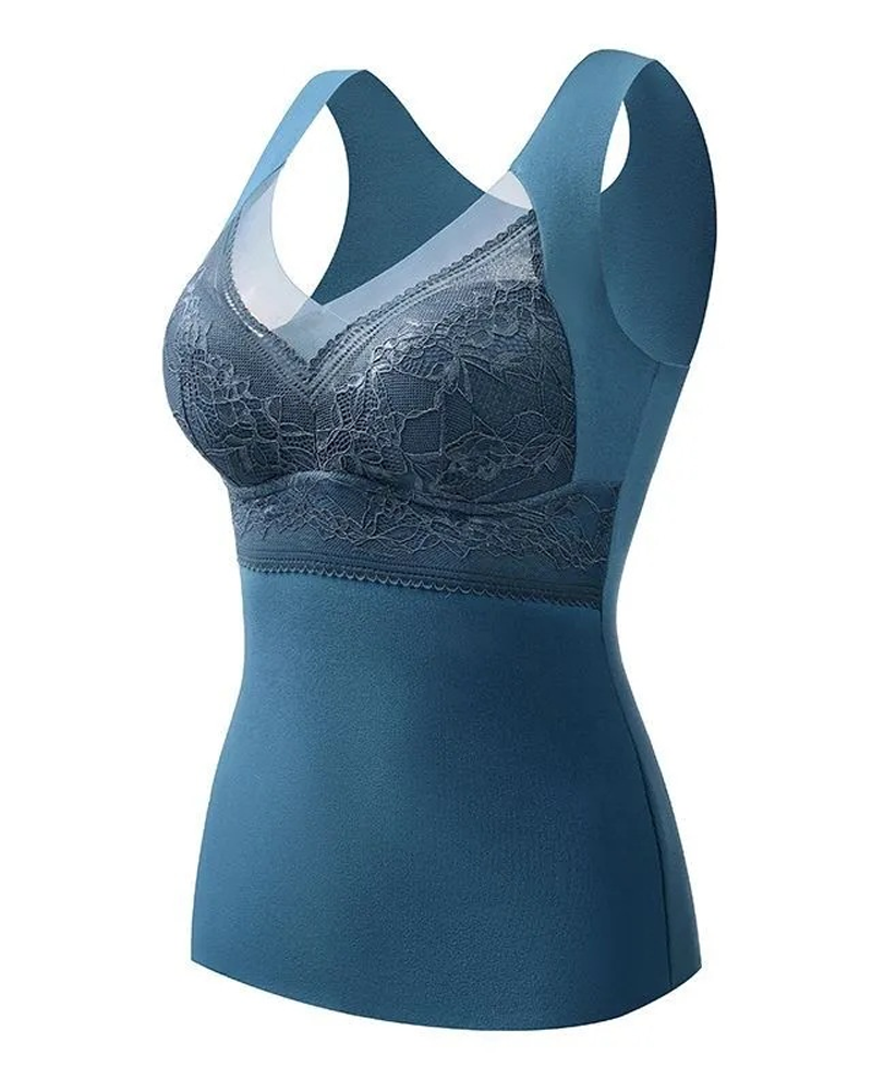 Women's Autumn/Winter V-Neck Velvet Lace Thermal Underwear