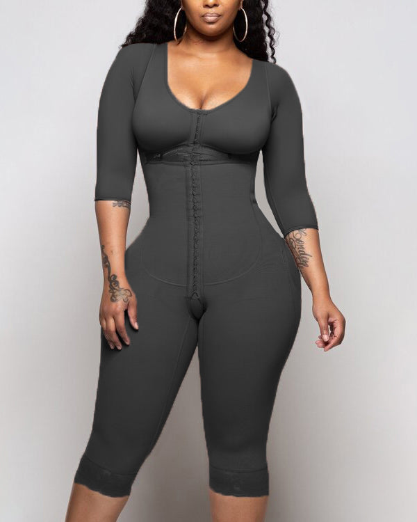 Bodyshaper For Women Hook And Eye Closure Long Sleeve Tummy Control  Breast Support Bodysuit Shapewear