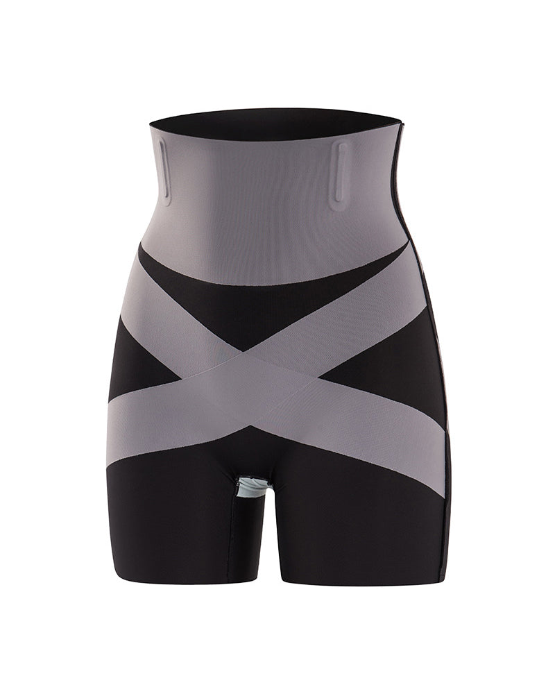 Cross Hip Lifting High Waist Tummy Control Fat Burning Shorts