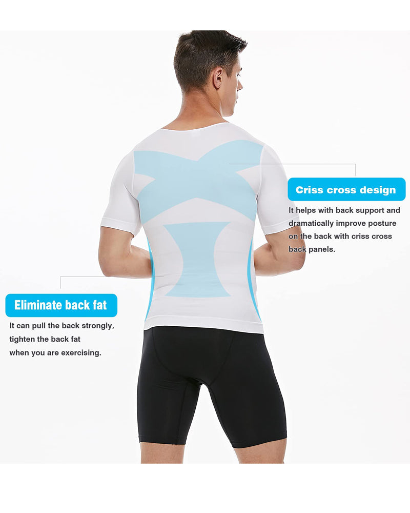 Men's Short-Sleeved Tummy Control Bottoming Body-Shaping Garment