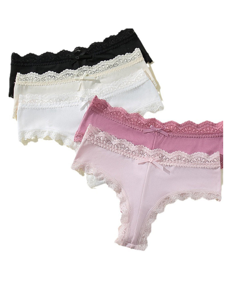 Mid-Rise Comfortable Bowknot Pure Cotton Crotch Briefs