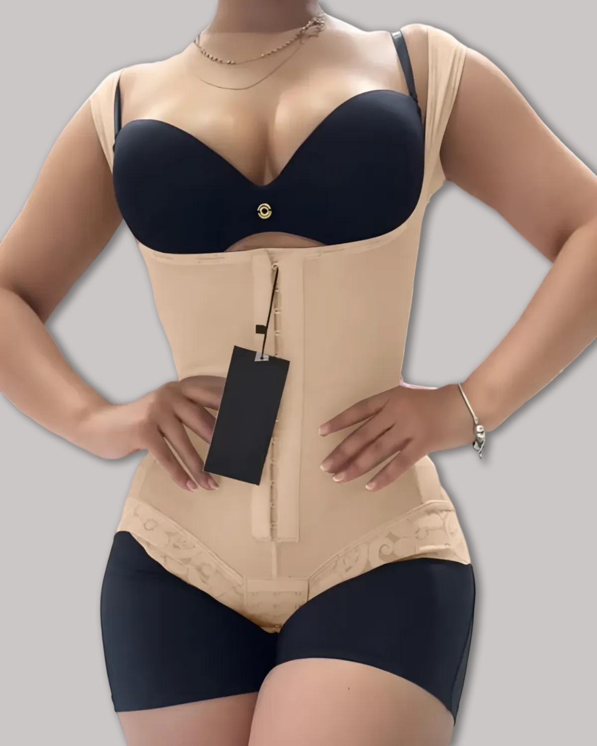 Curvy-Faja Button Down Bodysuit Shapewear - Tummy Control Thong Bodysuit with Snap Closure