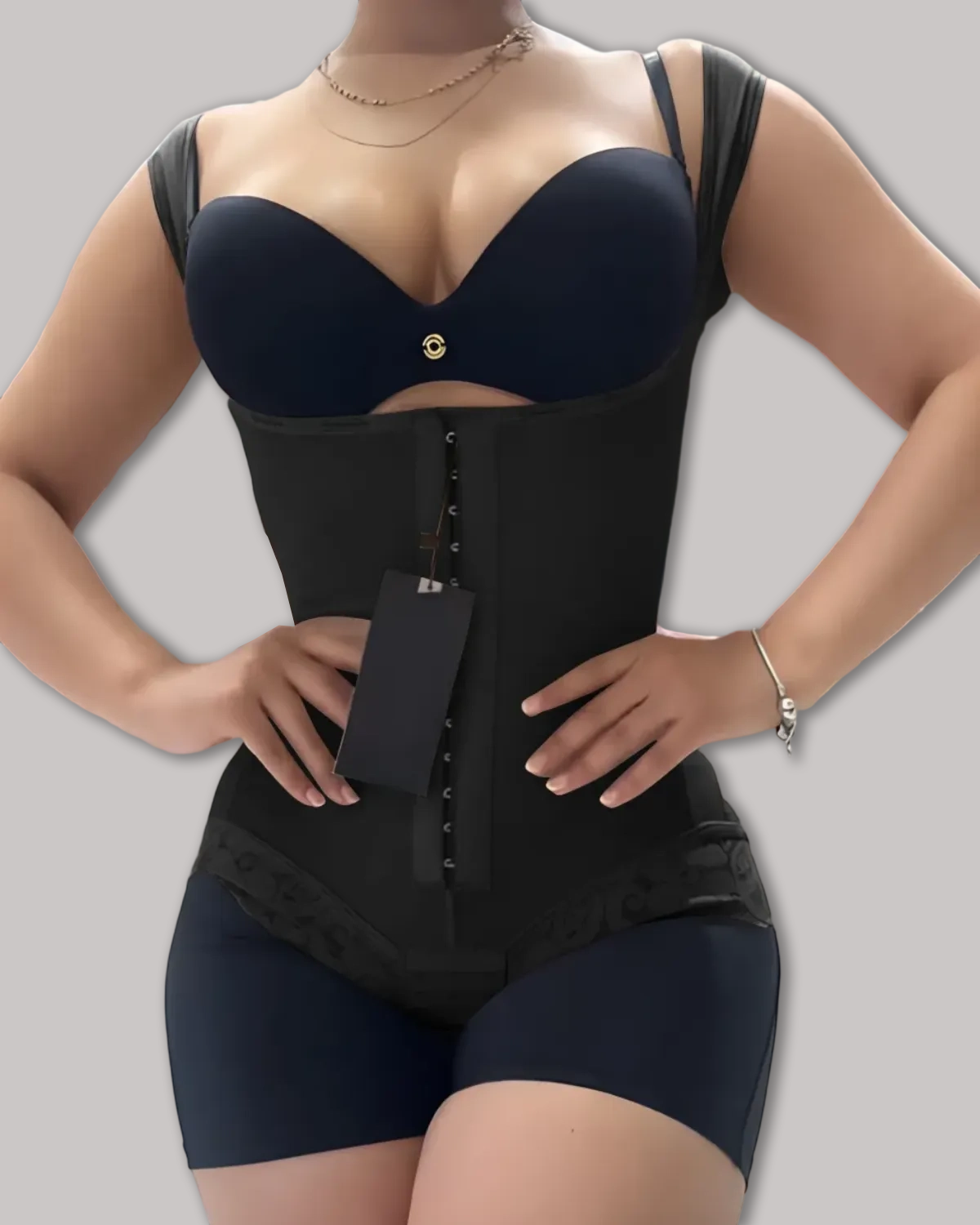 Curvy-Faja Button Down Bodysuit Shapewear - Tummy Control Thong Bodysuit with Snap Closure