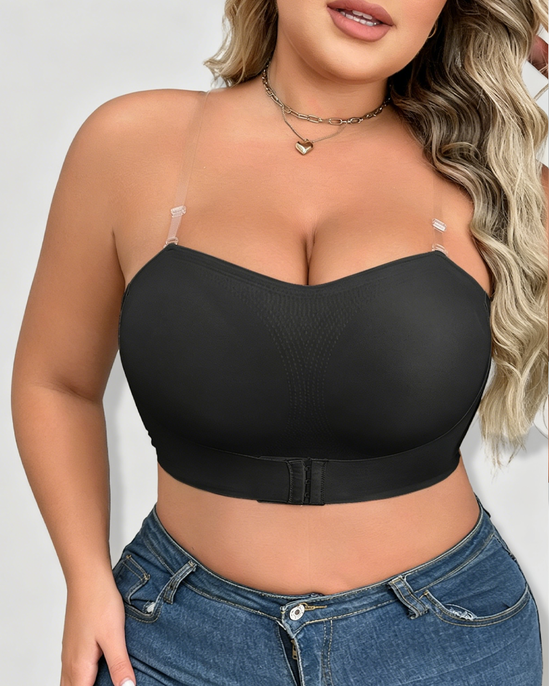 Front Closure Push-Up Non-Slip Removable Invisible Strap Seamless Bra
