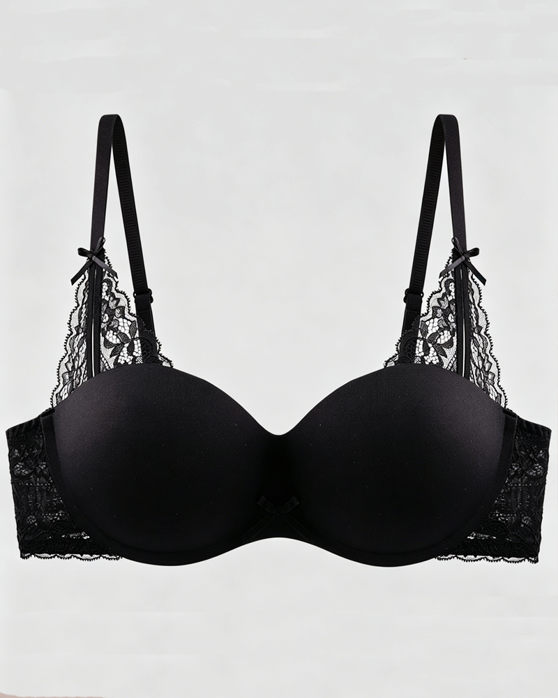 Lace Bow Padded Push-Up Underwire Bra