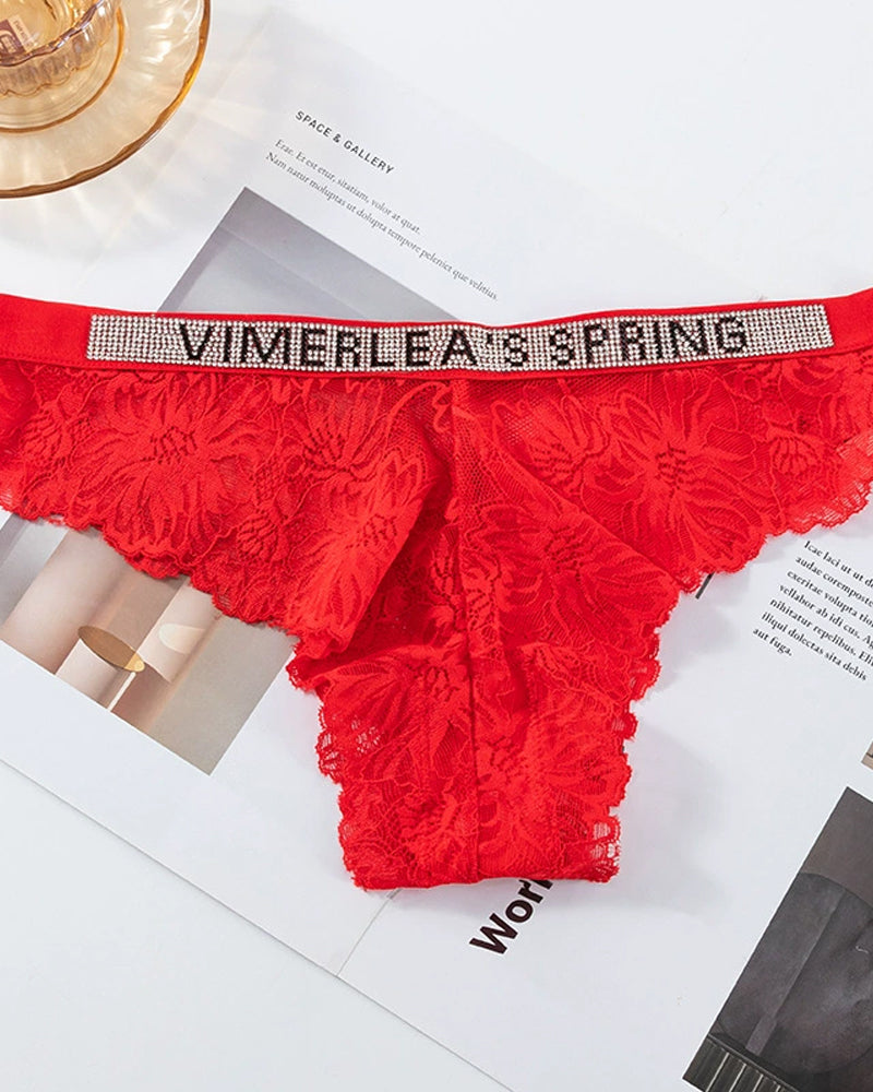 Sexy Rhinestone Waistband Panties