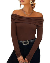 Sexy Off-Shoulder Slim-Fit Long-Sleeved Bottoming Shirt