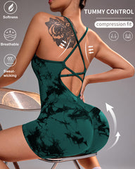Tie-Dye Back Yoga Romper