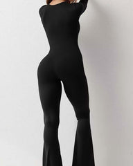 Yoga Jumpsuit With Long Sleeves And Generous Collar