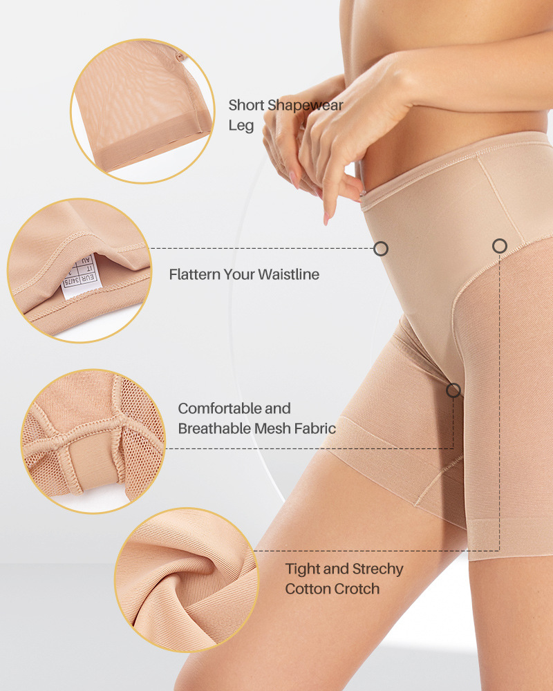 Mesh Panel High Waist Tummy Control Shaper Shorts